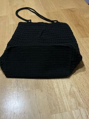 The Limited Black Textile Shoulder Bag with Silver Hardware